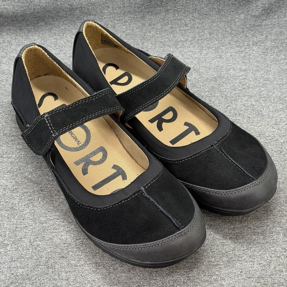 Sporto Jenna Black Leather Mary Jane Shoes Size 9.5 Comfort Sporty Flats